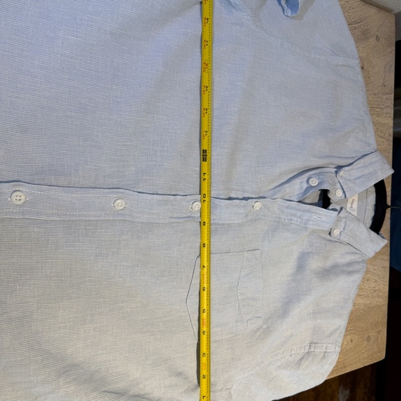 Onia Jack Linen Blend Blue Pinstripe Button Down Short Sleeve Shirt Size Small S - Picture 5 of 8